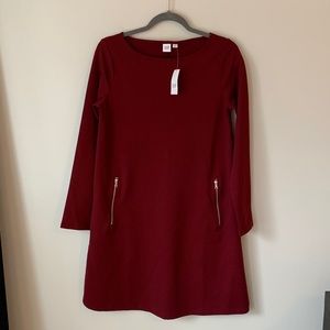 NWT Gap Burgundy Zipper Pocket Dress Size S